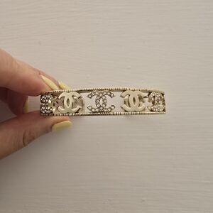 Chanel Gold & Crystal CC Logo Bangle